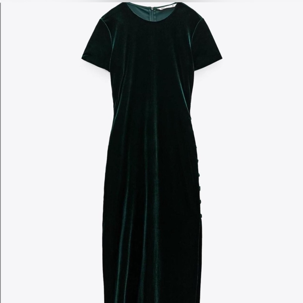 ZARA Elegant Green Velvet Dress